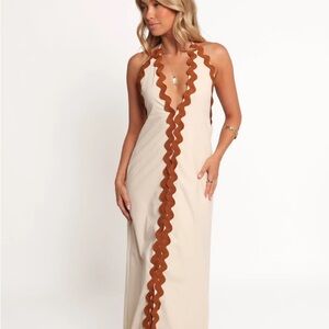 Petal & Pup Quinley maxi sundress Cream and Brown Backless mod minimalist lk New